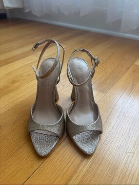 Steve Madden Metallic Gold Pointed Toe Ankle-Strap Heels